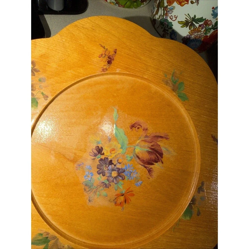 MacKenzie-Childs Floral Decal Wooden Plate 8.5